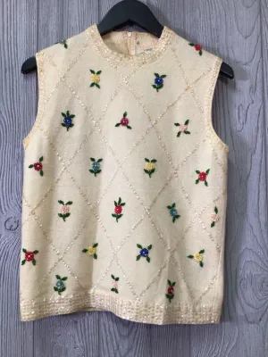 Vintage Angora Sequined Vest Size Small
