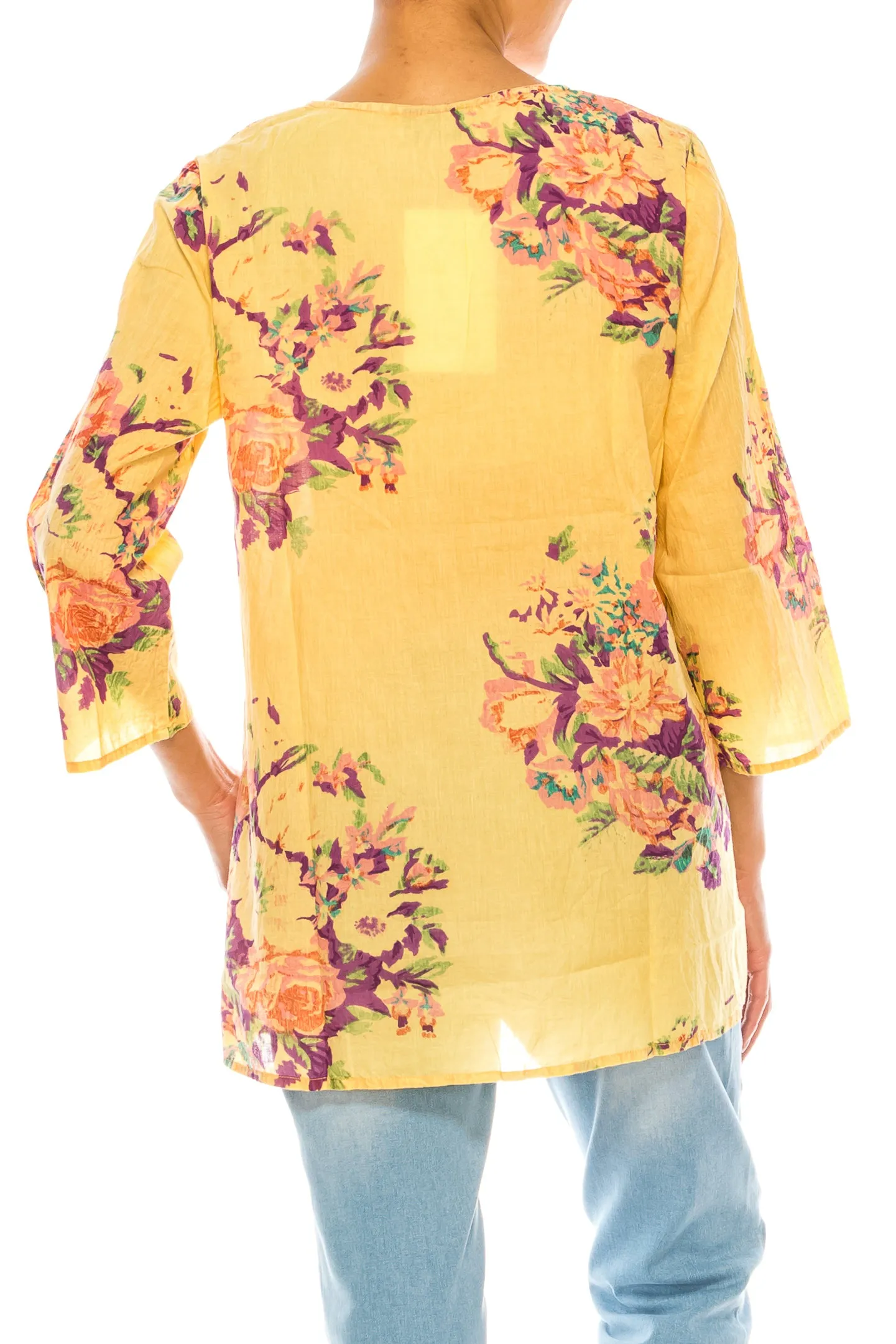 Vintage Boho Floral Tunic with Embroidery