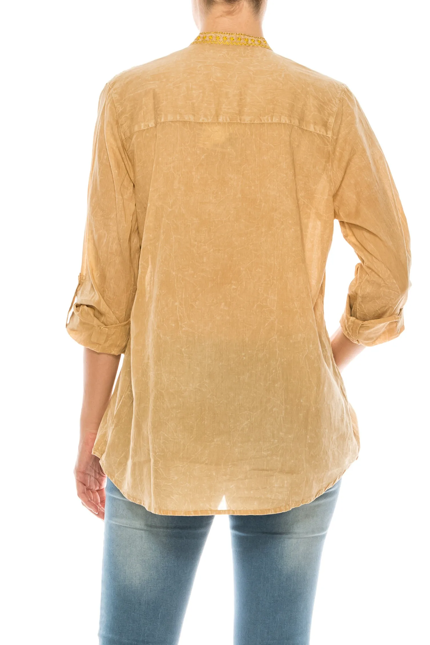 Vintage Button-Down Tunic with Embroidery