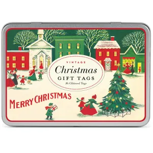 Vintage Christmas Gift Tags in a Tin, Set of 36 Reproductions