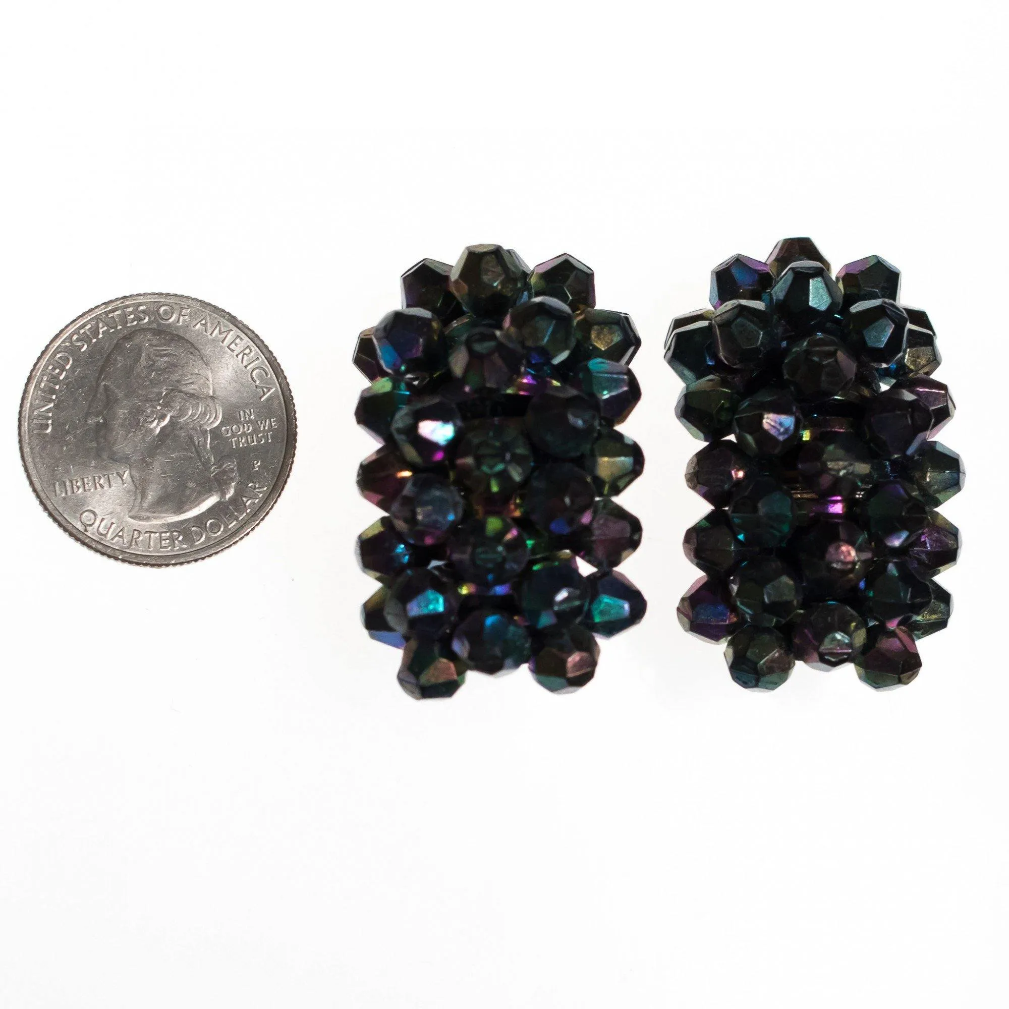 Vintage Dark Iridescent Aurora Borealis Statement Earrings