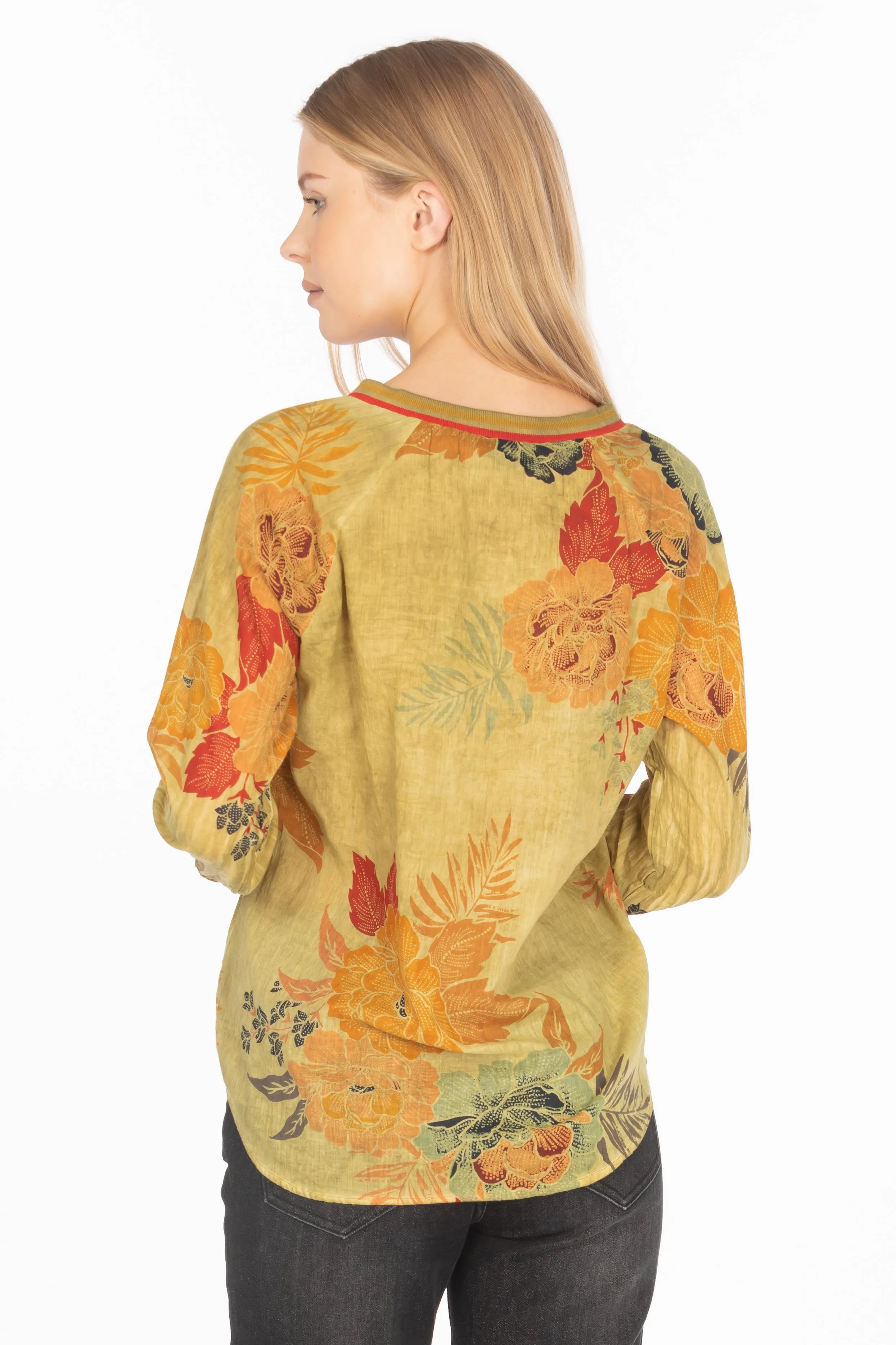 Vintage Floral Printed V-neck Tunic