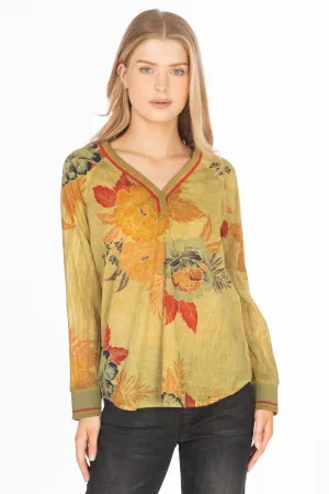 Vintage Floral Printed V-neck Tunic