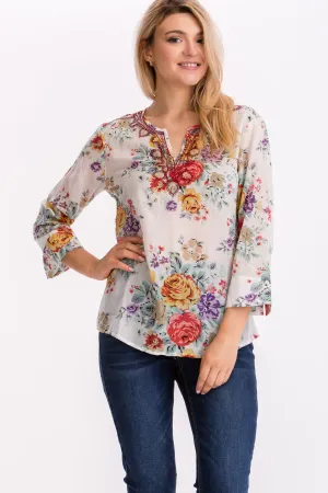 Vintage Floral Tunic with Embroidery