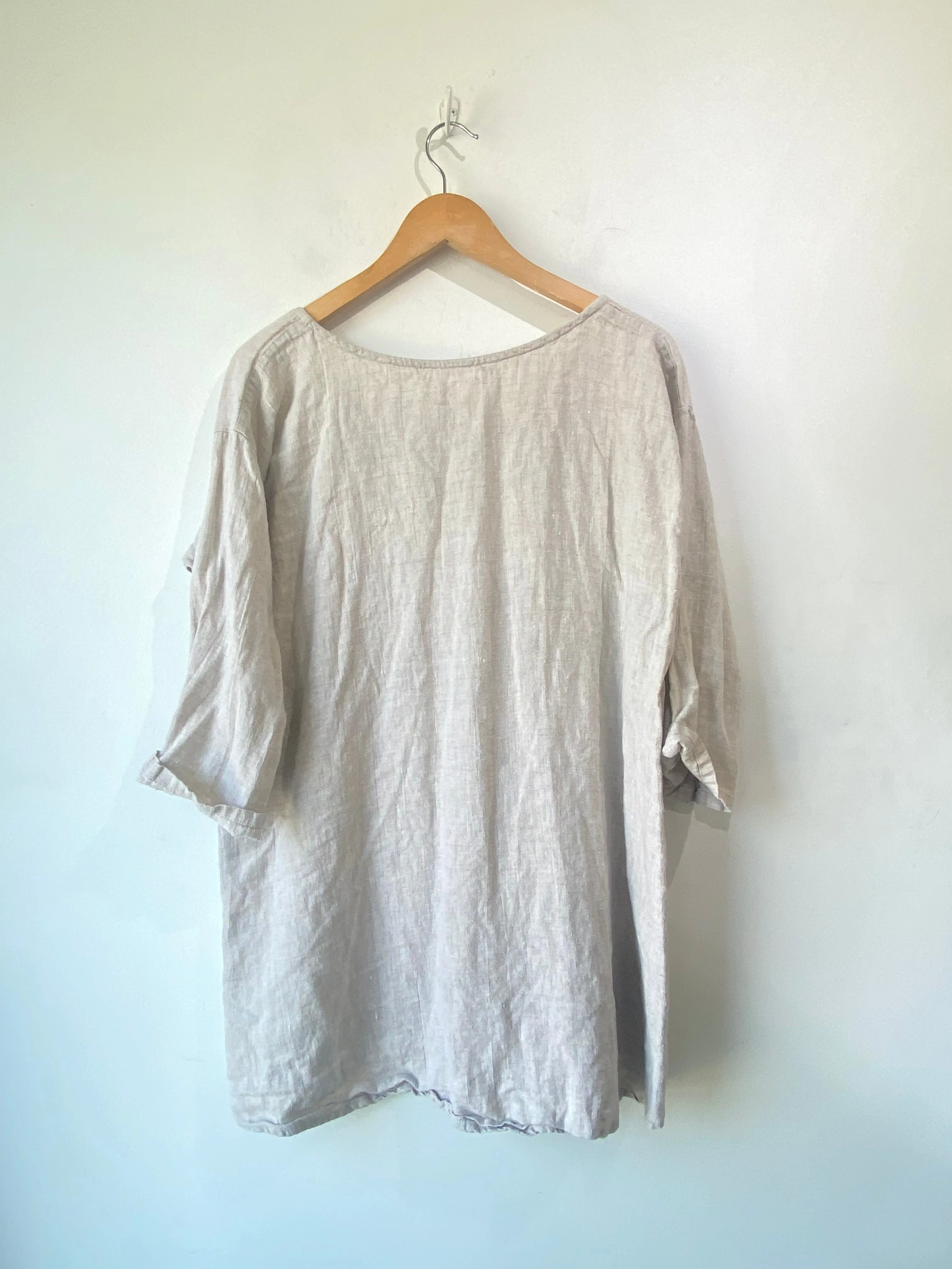 Vintage Oatmeal Linen Tunic