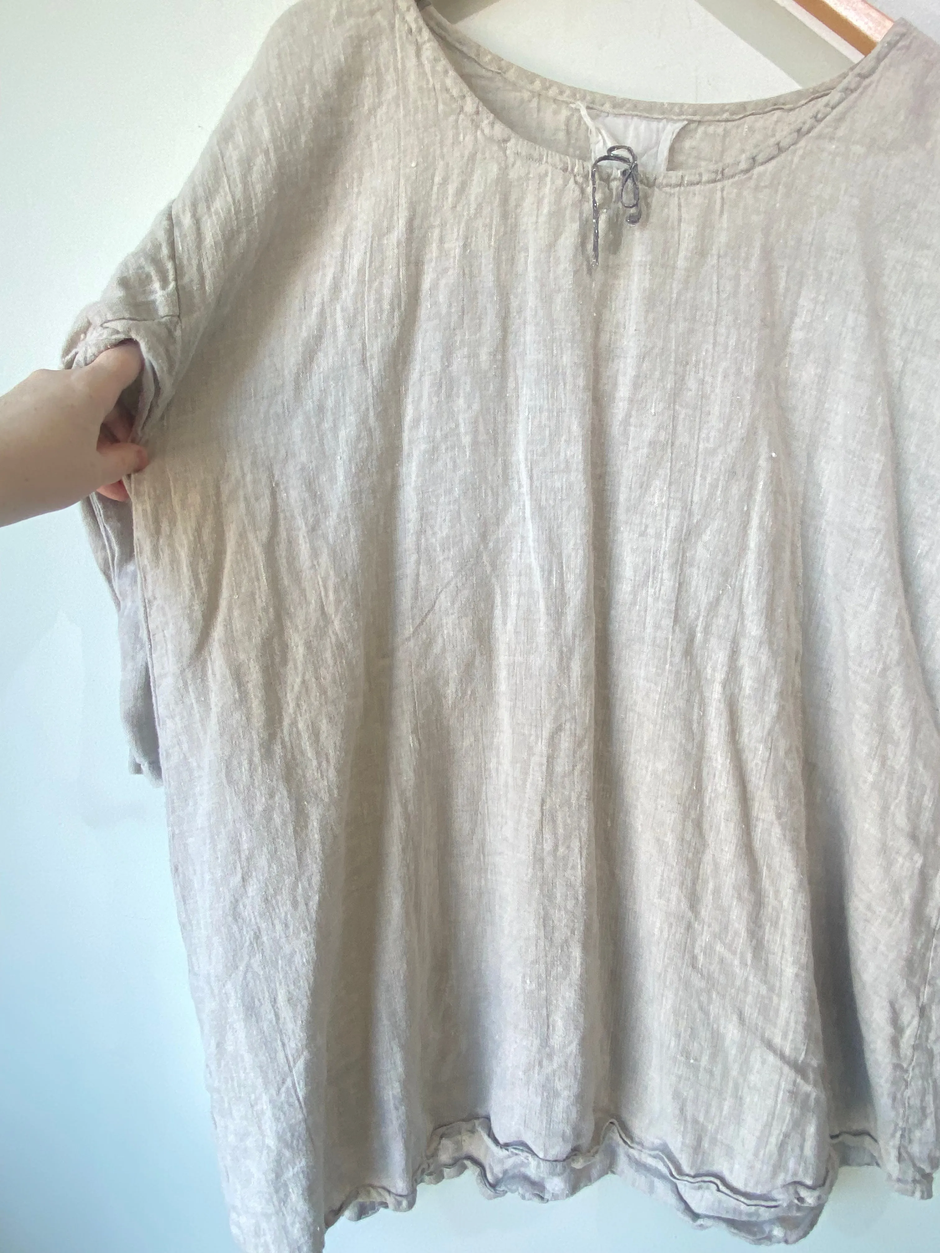 Vintage Oatmeal Linen Tunic