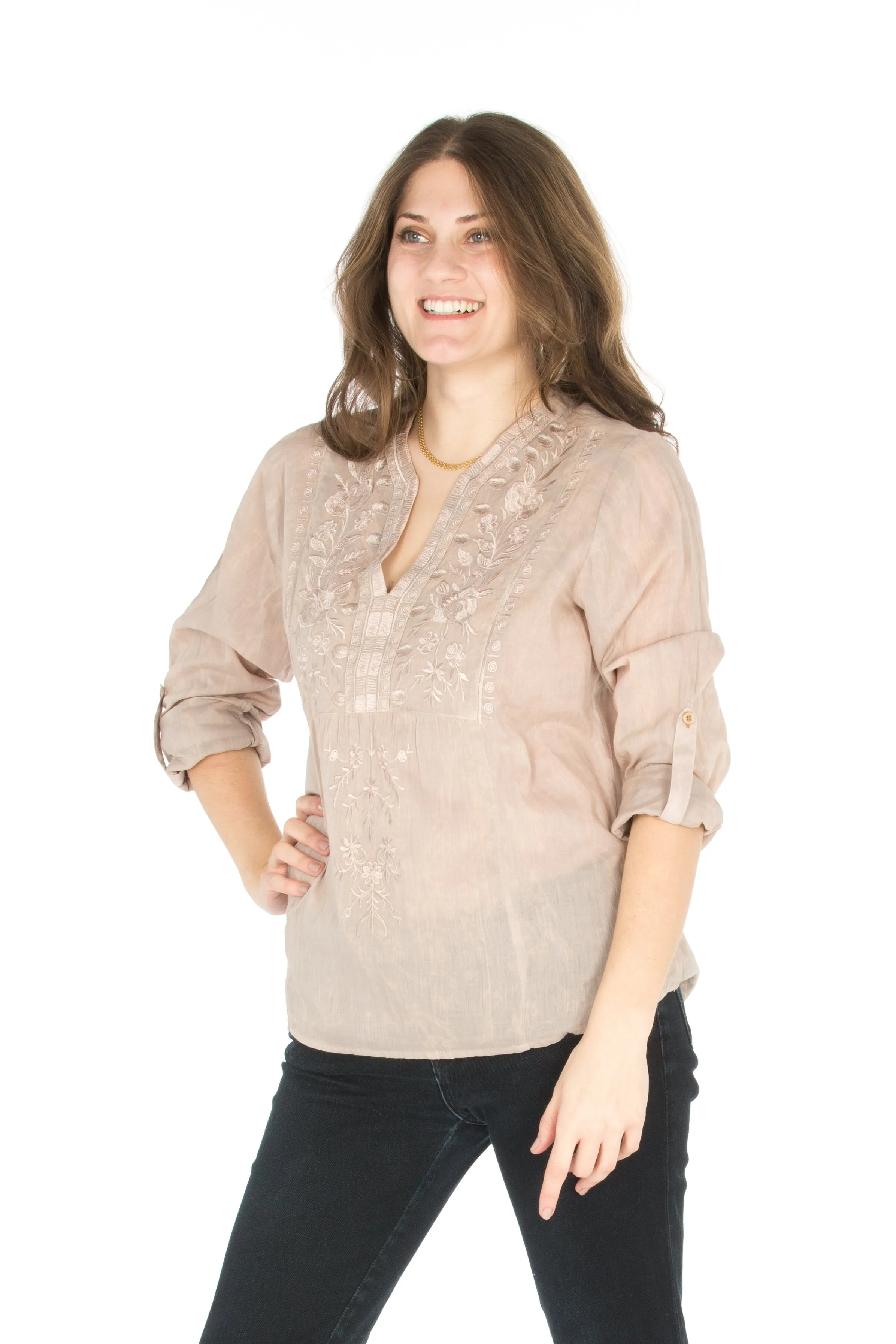 Vintage Tunic with Floral Embroidery
