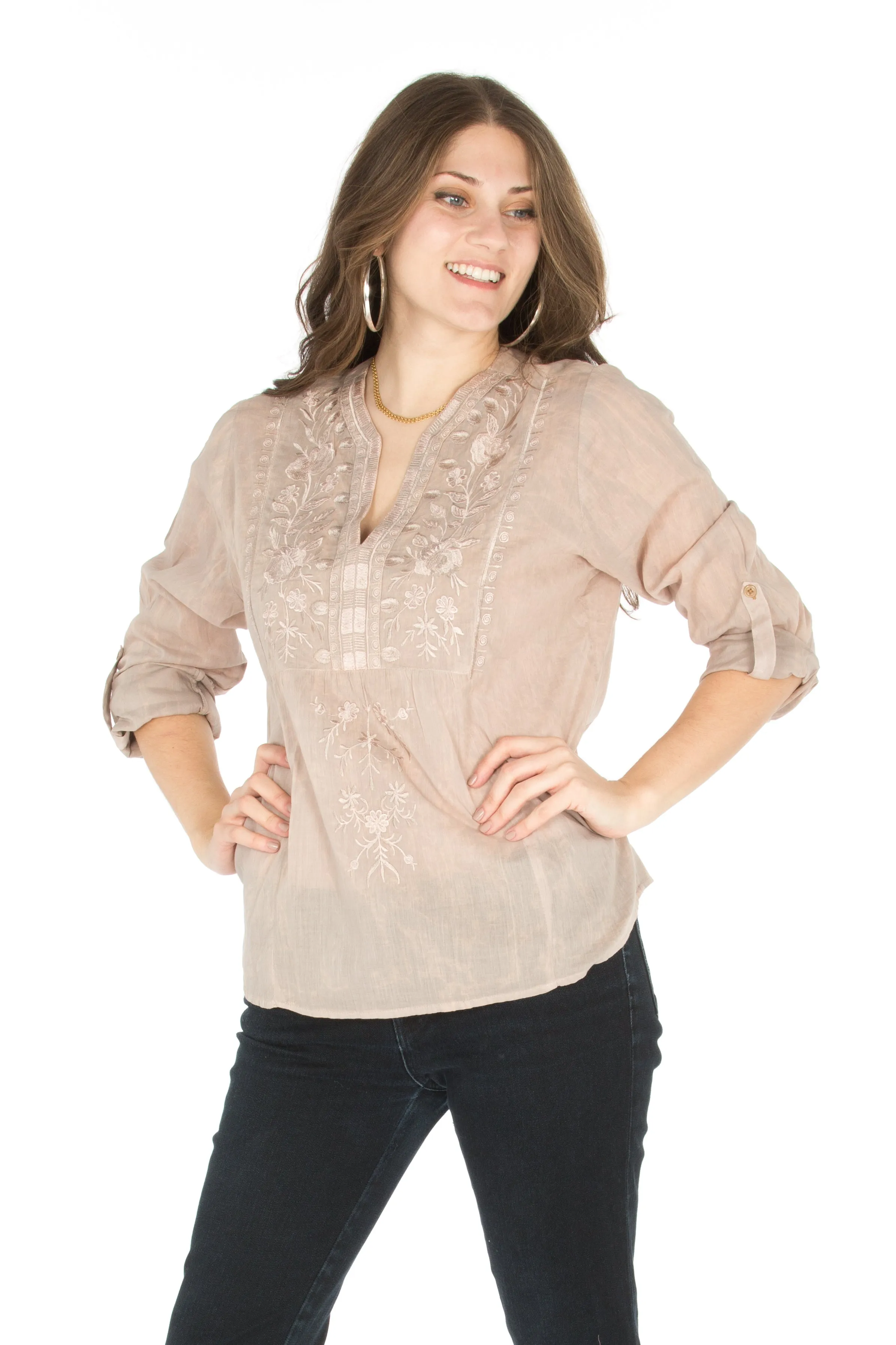Vintage Tunic with Floral Embroidery