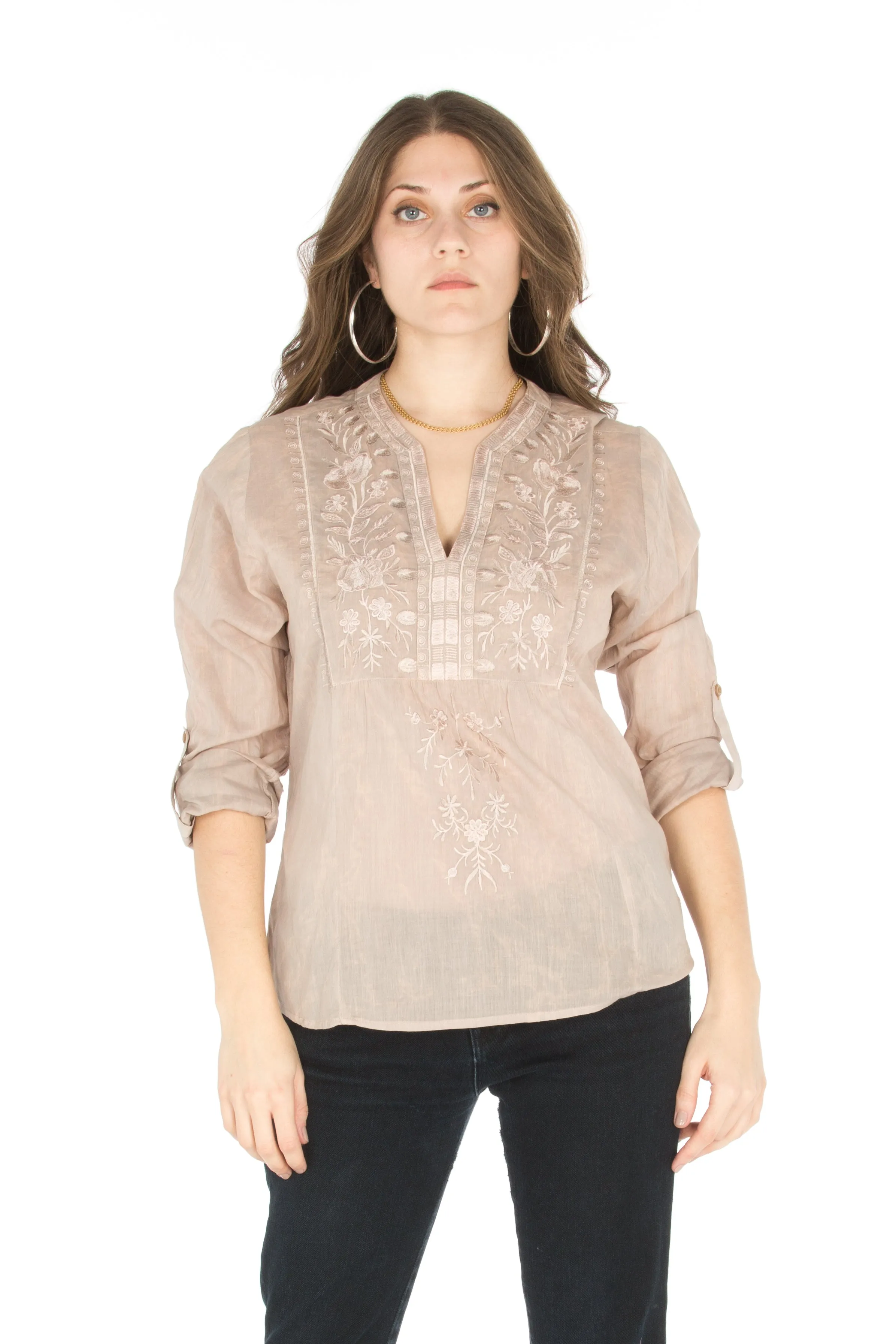 Vintage Tunic with Floral Embroidery
