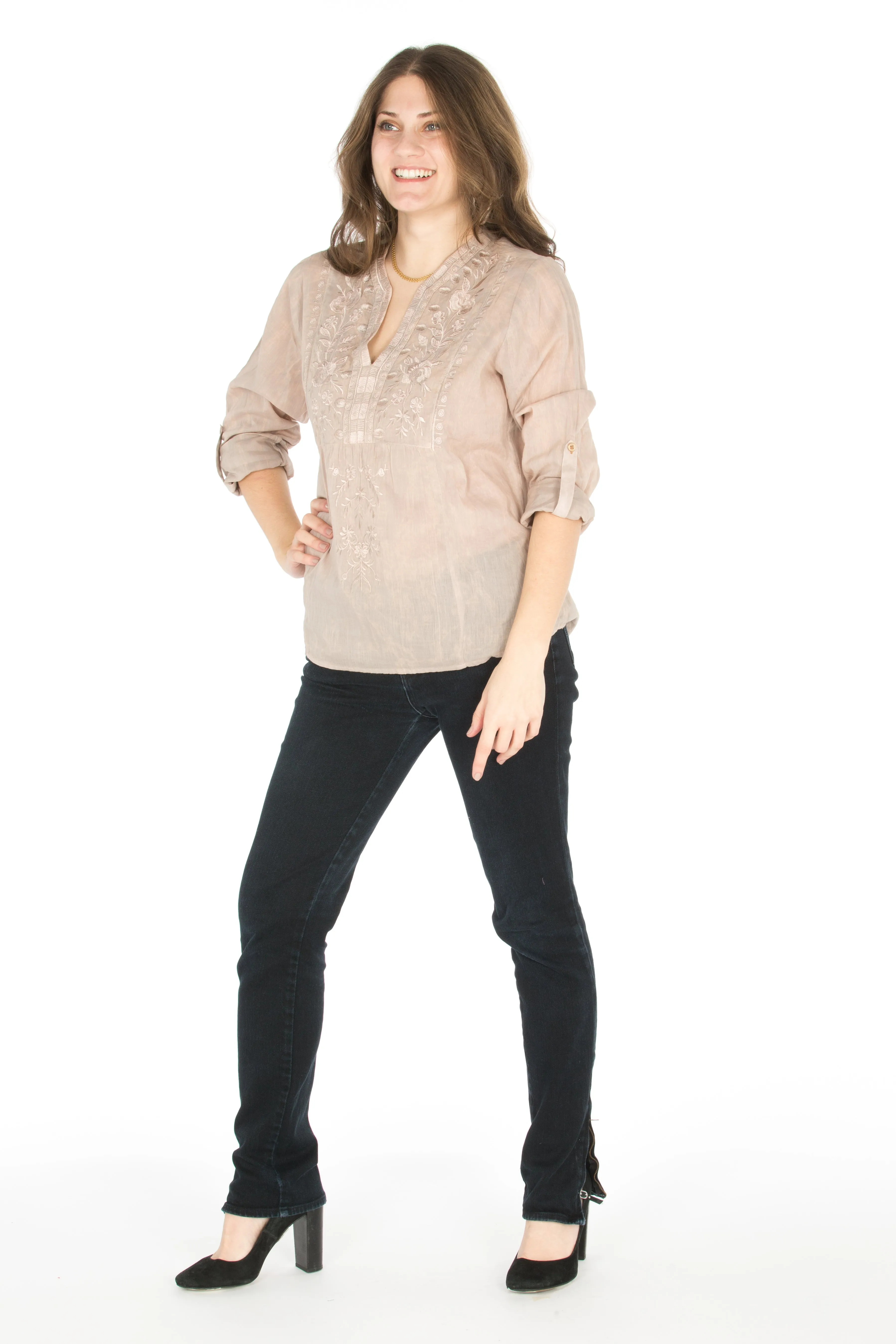 Vintage Tunic with Floral Embroidery