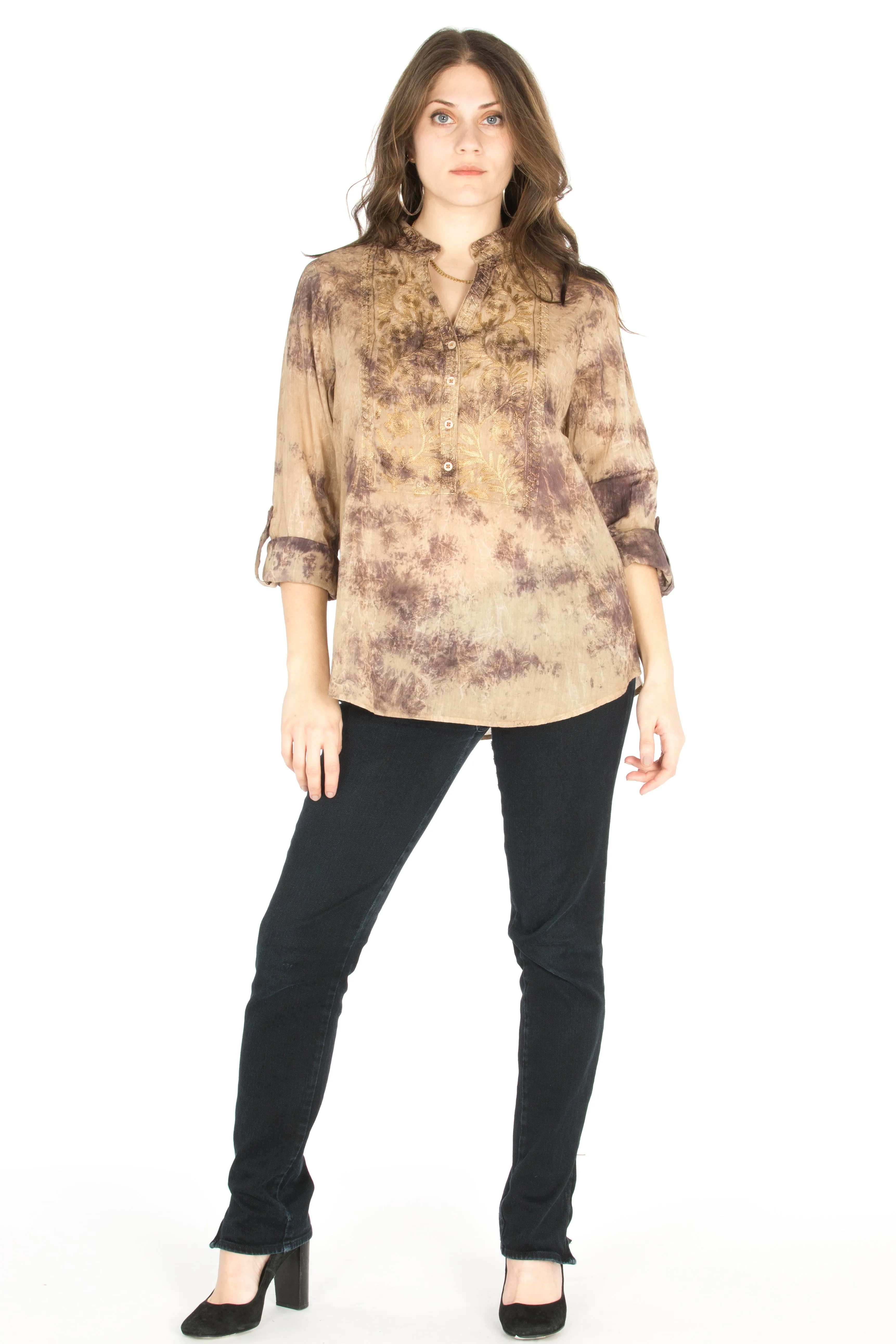 Vintage Tunic with Floral Embroidery