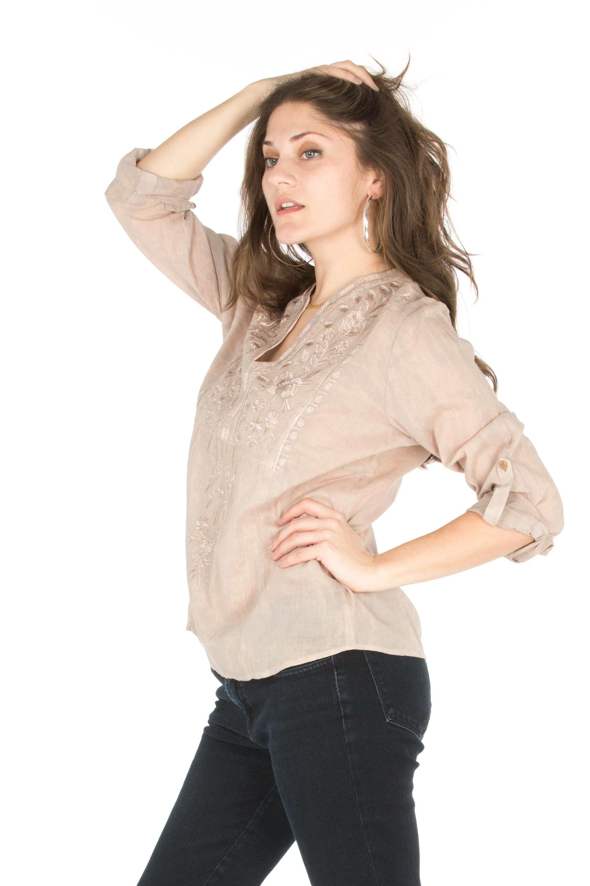 Vintage Tunic with Floral Embroidery