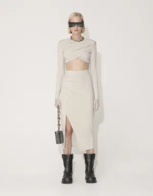 Viscose Jersey Stretch Cropped Long Sleeve | Light Sand