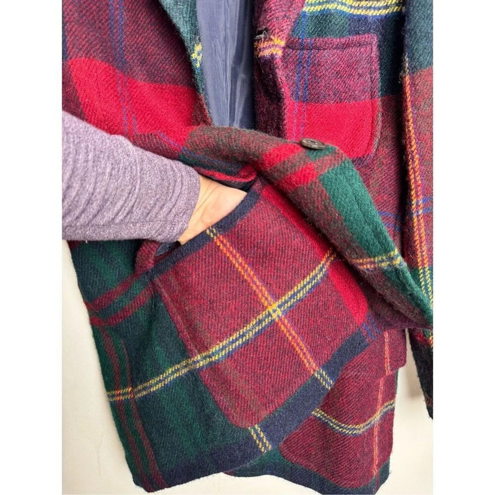VTG Ralph Lauren Women's Tartan Wool Plaid Blazer - Equestrian, Size 8 (RARE)
