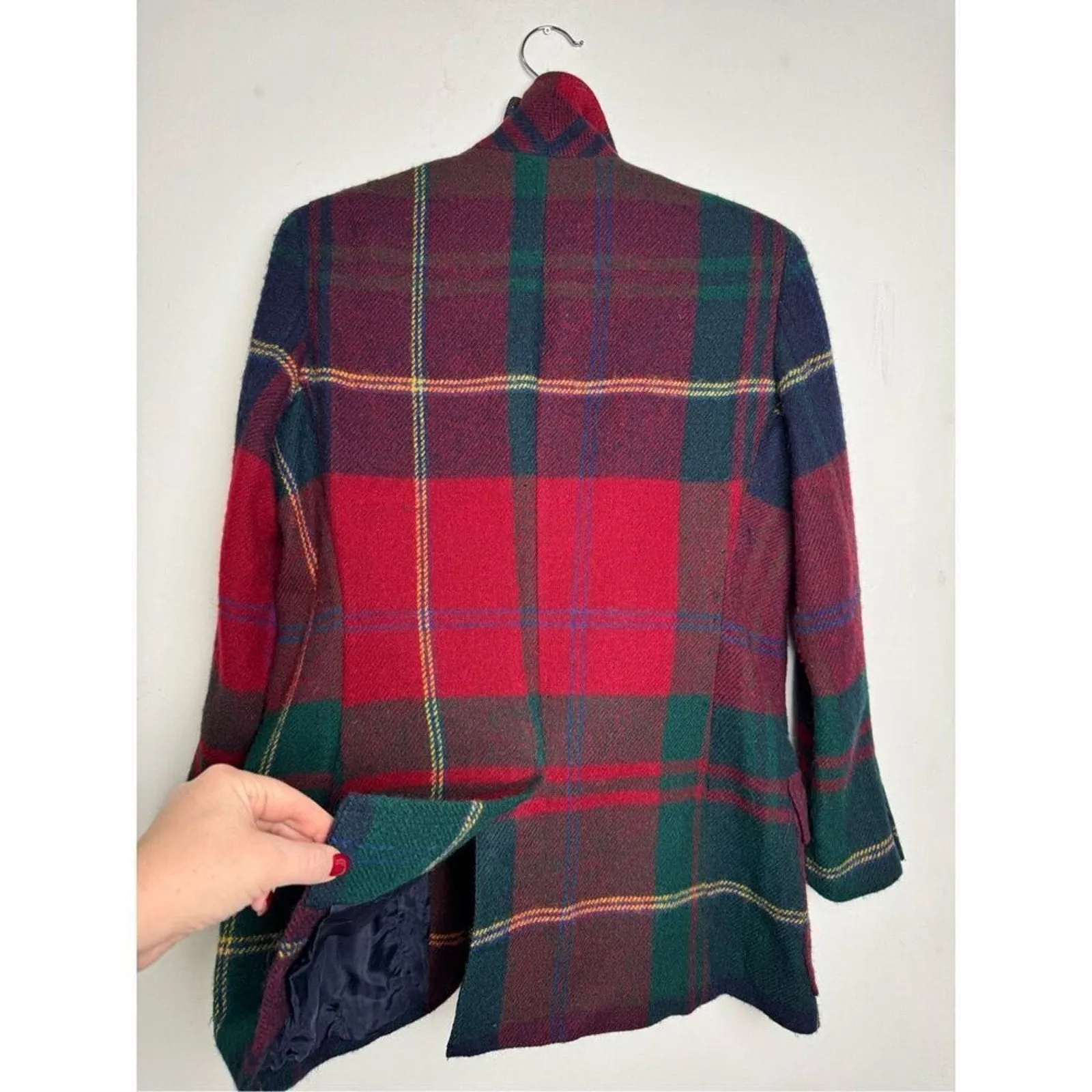 VTG Ralph Lauren Women's Tartan Wool Plaid Blazer - Equestrian, Size 8 (RARE)