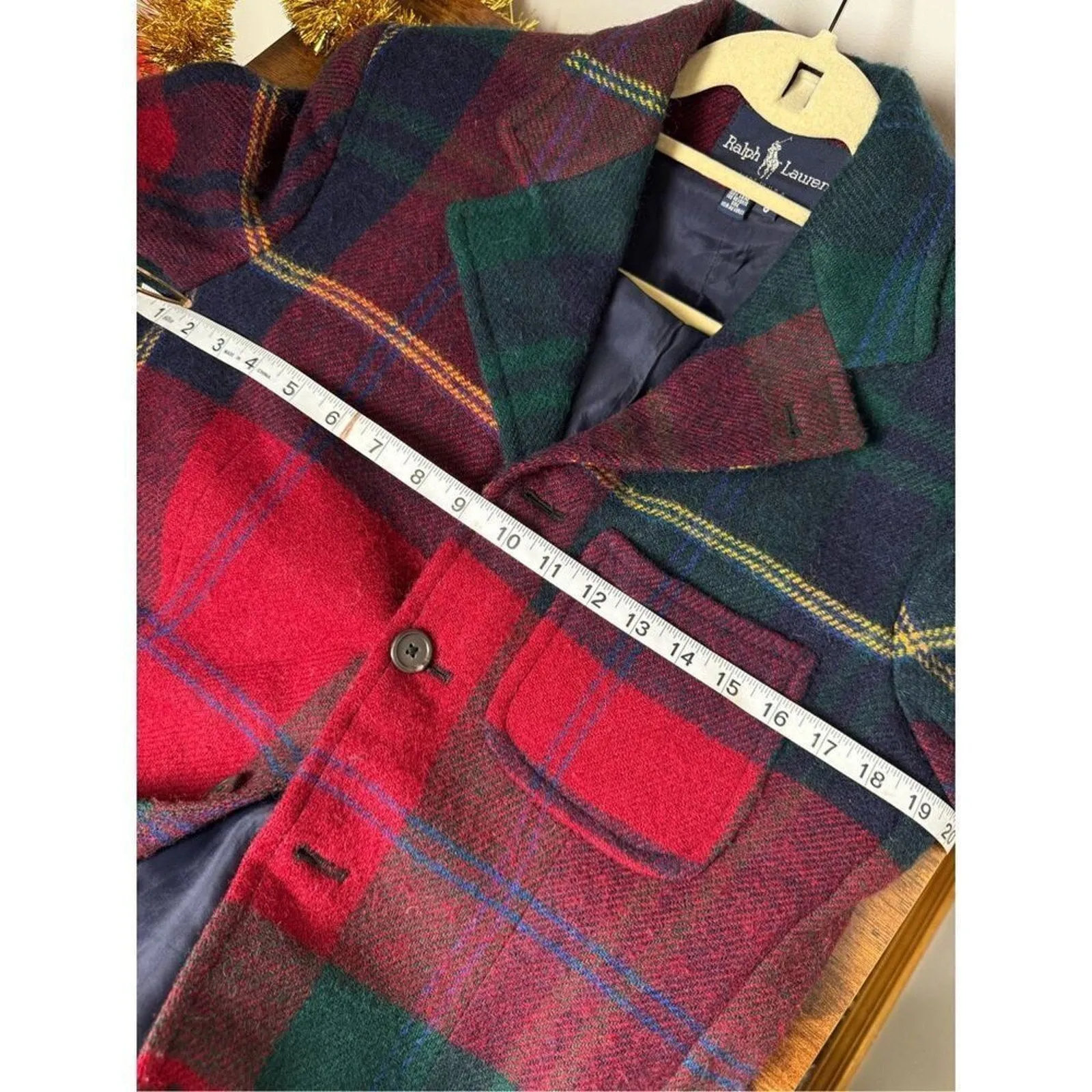 VTG Ralph Lauren Women's Tartan Wool Plaid Blazer - Equestrian, Size 8 (RARE)