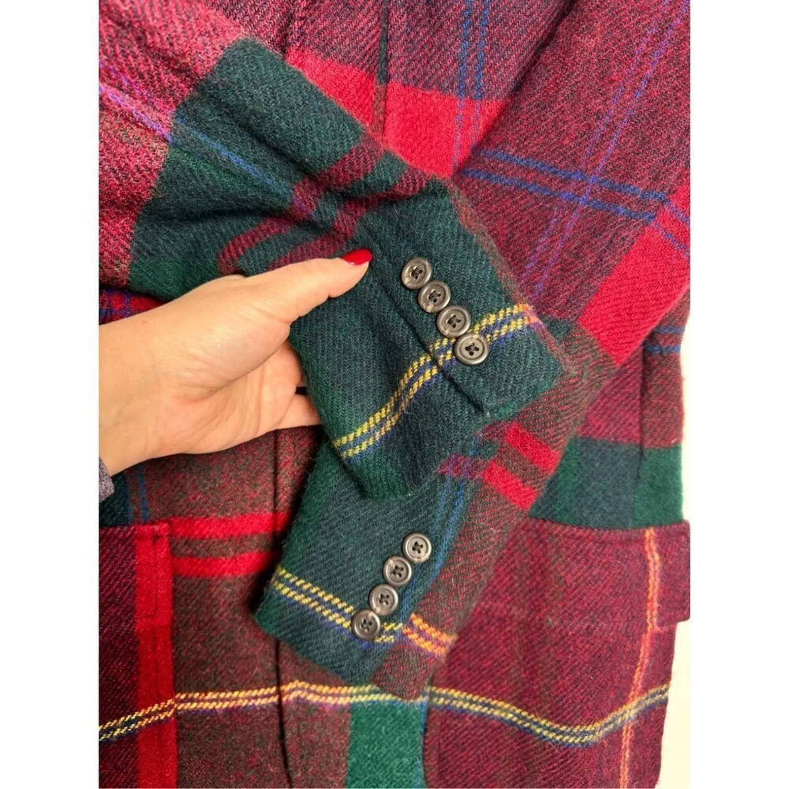 VTG Ralph Lauren Women's Tartan Wool Plaid Blazer - Equestrian, Size 8 (RARE)