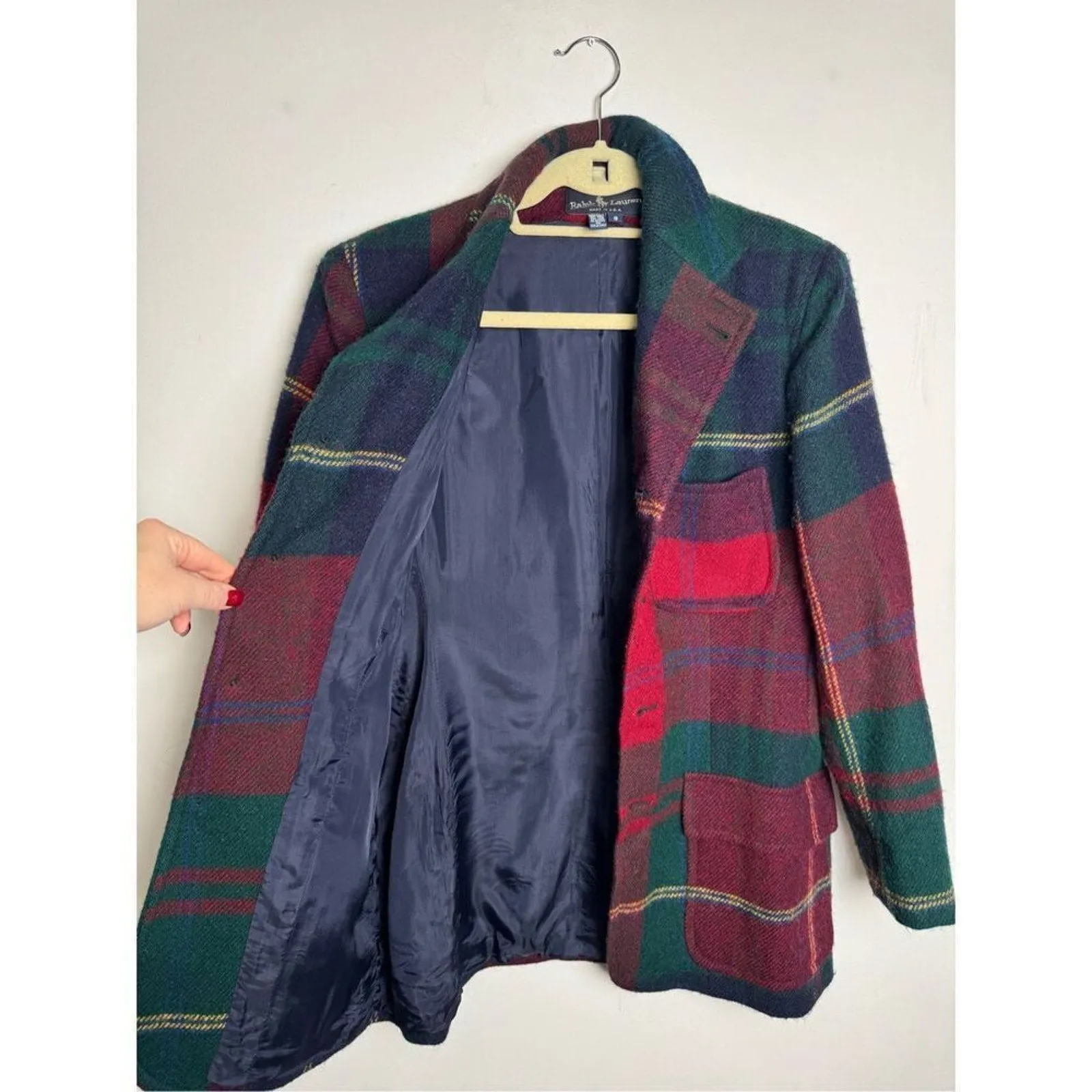 VTG Ralph Lauren Women's Tartan Wool Plaid Blazer - Equestrian, Size 8 (RARE)