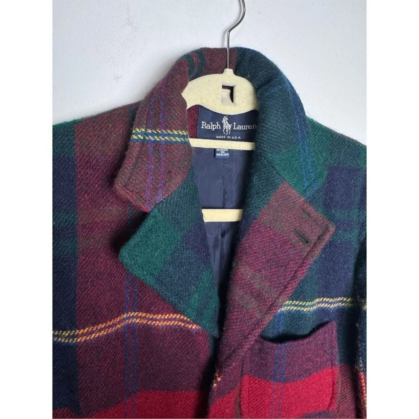 VTG Ralph Lauren Women's Tartan Wool Plaid Blazer - Equestrian, Size 8 (RARE)