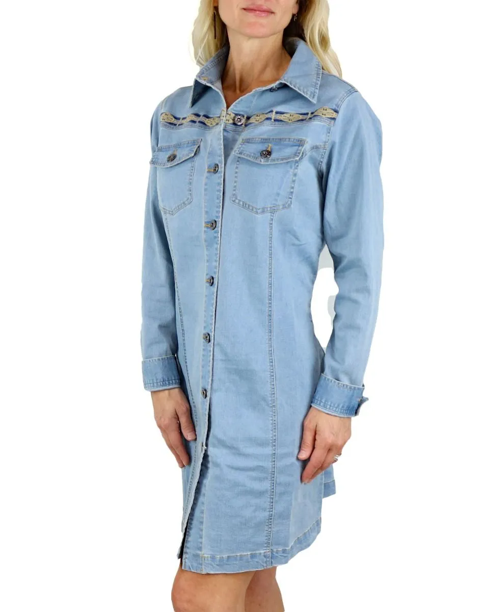 Washed Denim Ginny Tunic with Aztec Detail