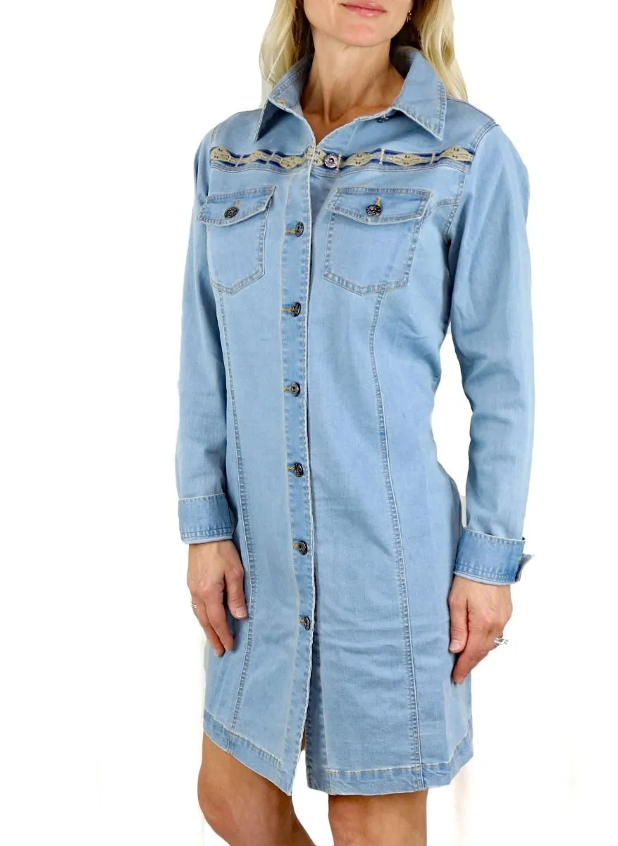 Washed Denim Ginny Tunic with Aztec Detail