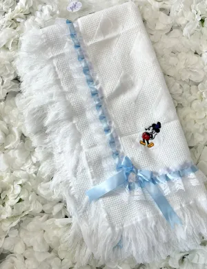 White & Blue Mouse Shawl