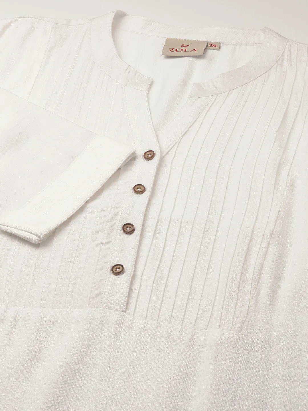 White Comfort Fit Rayon Tunics for Women Online in India Hip Length Straight - Zola