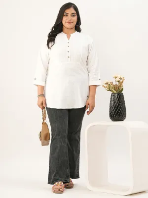 White Comfort Fit Rayon Tunics for Women Online in India Hip Length Straight - Zola