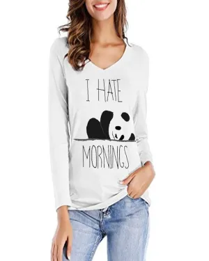 White I Hate Morning Printed T-Shirt For Her
