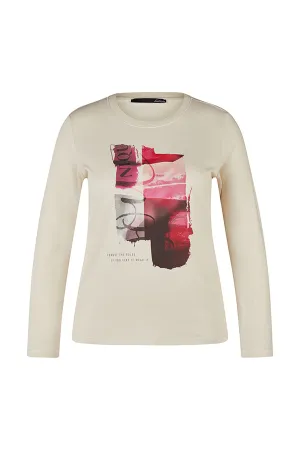WHITE PRINTED LONG SLEEVE T-SHIRT