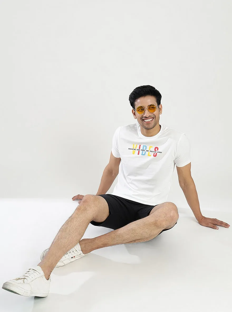 White Printed Slim Fit T-Shirt | Greenfibre