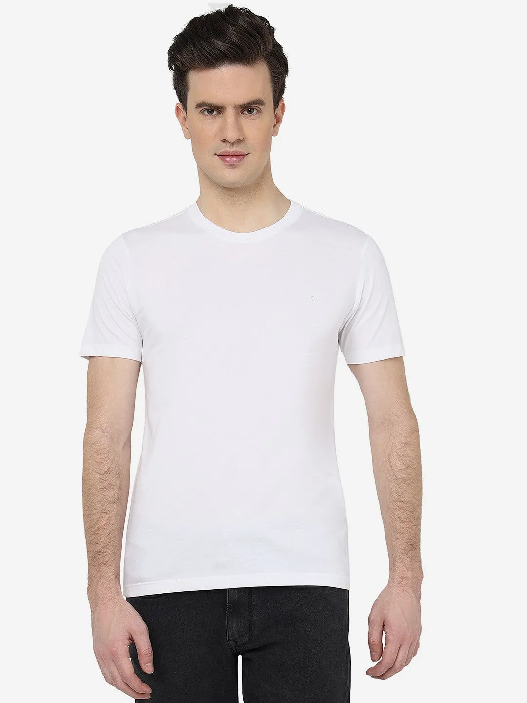 White Solid Slim Fit T-Shirt | Greenfibre