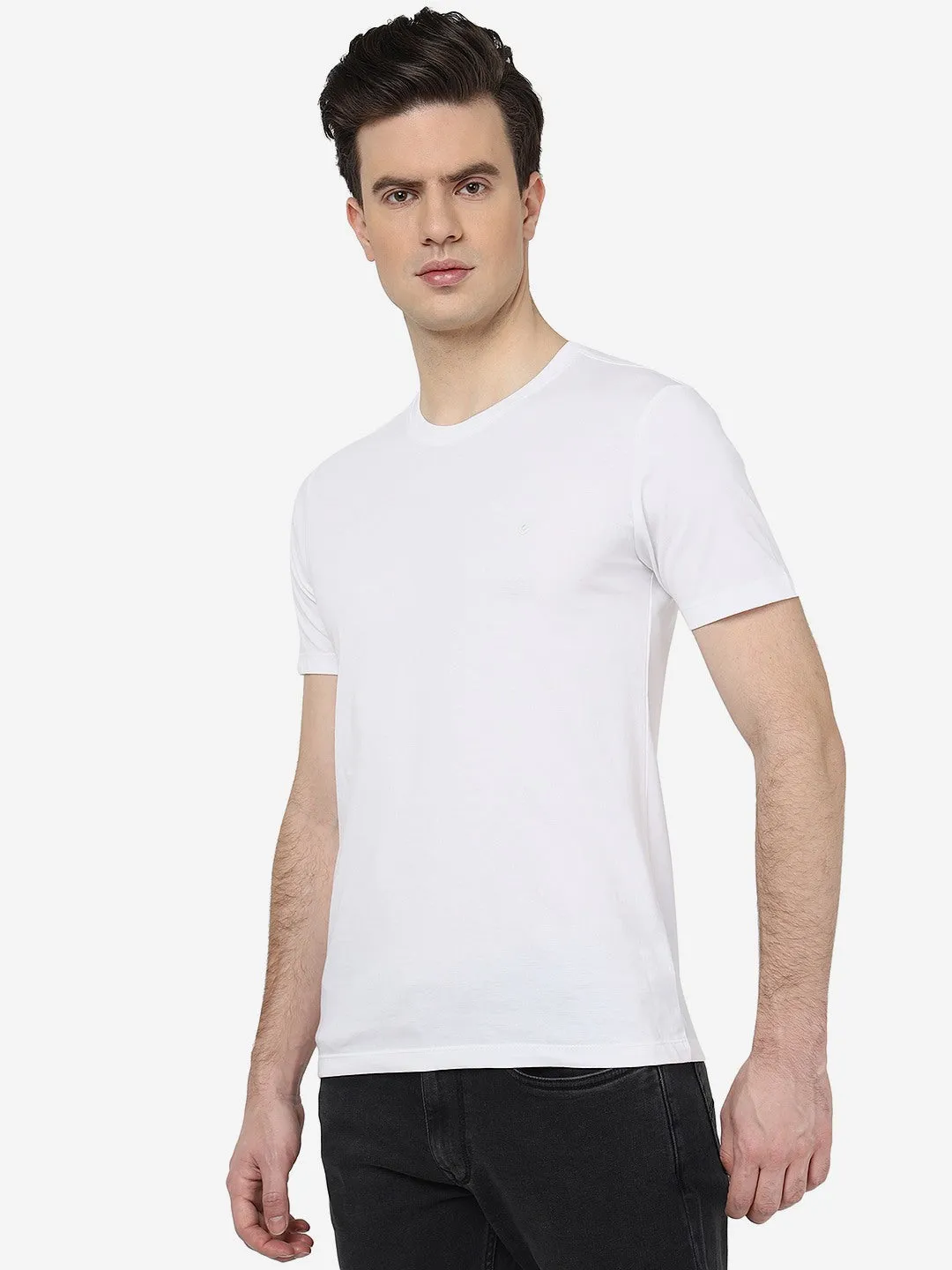 White Solid Slim Fit T-Shirt | Greenfibre
