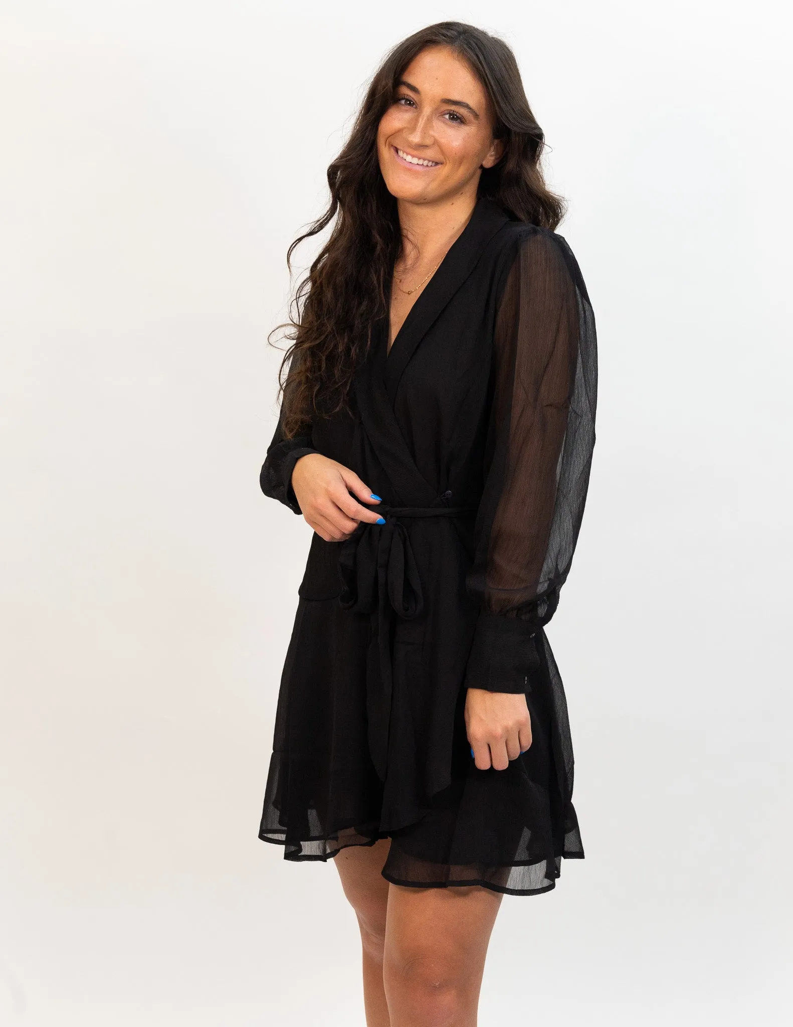 Wild Pony Short Black Wrap Dress - Black