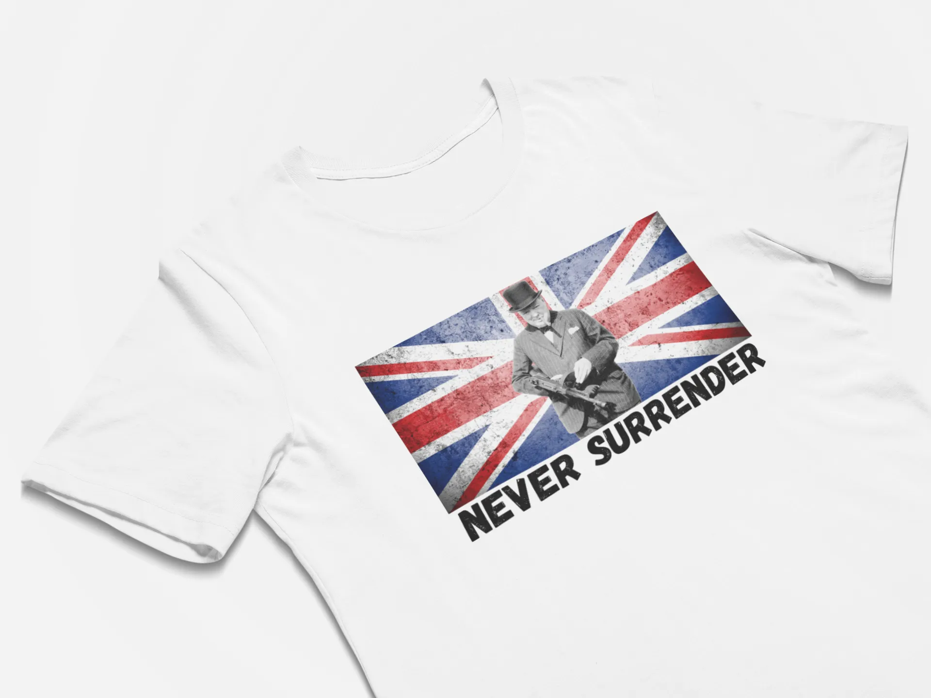 Winston Churchill Quote Tommy Gun Never Surrender!