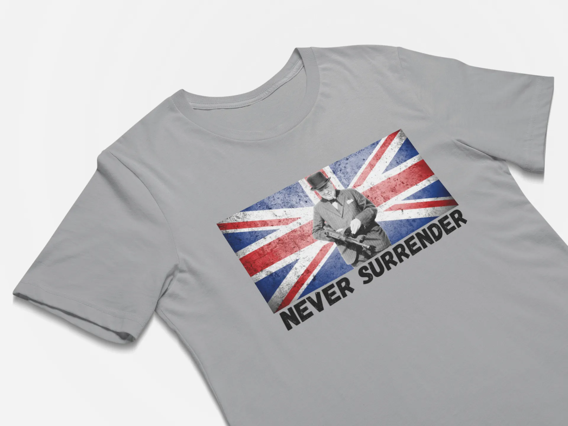 Winston Churchill Quote Tommy Gun Never Surrender!