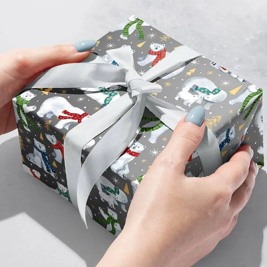 Winter Bear Jumbo Holiday Gift Wrap, 2 Rolls