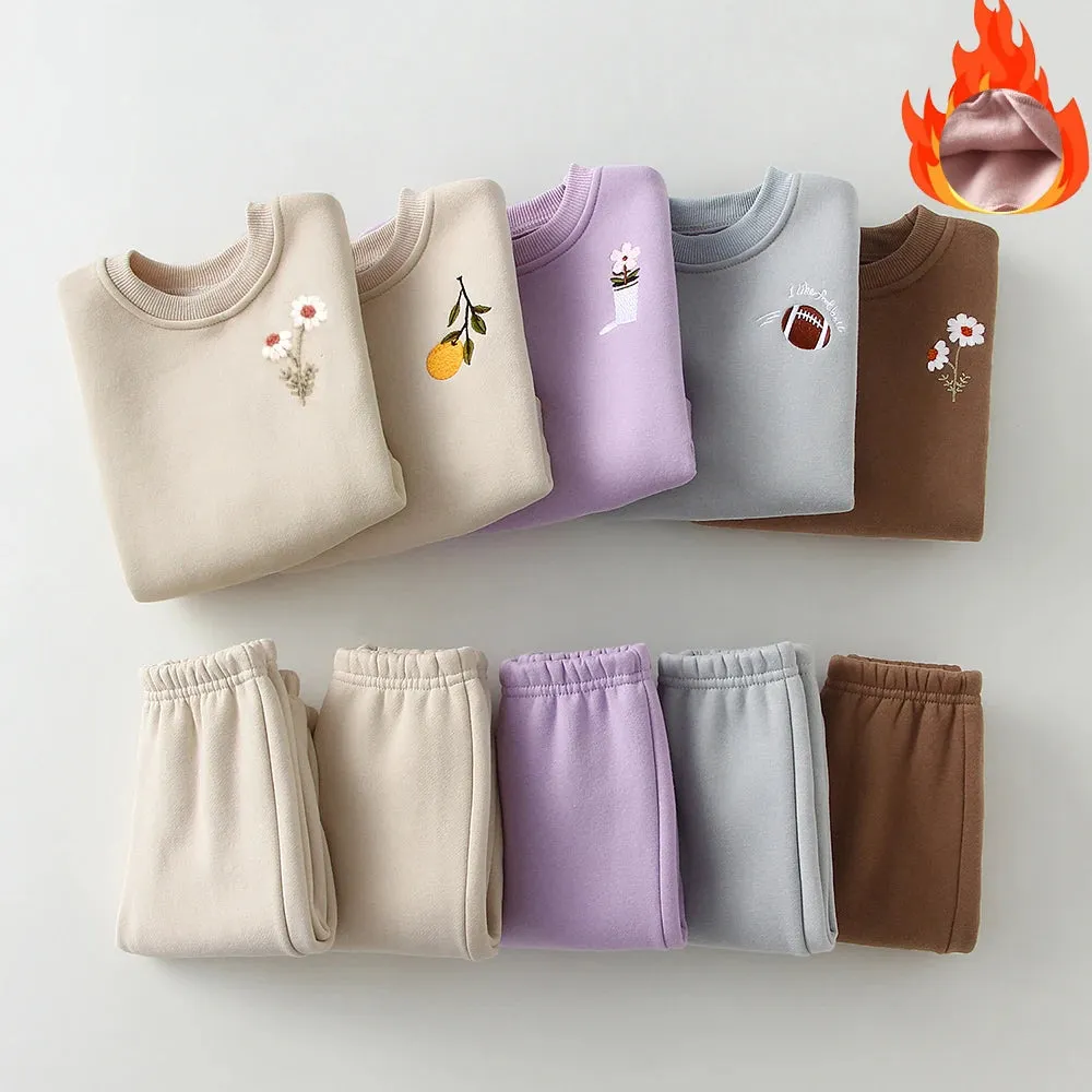 Winter Toddler Baby Boy Girl Clothing Sets 0-5Y Thick Kids Sweatshirt Clothes Baby Girl Fleece Pullover Tops  Pant Suits Autumn