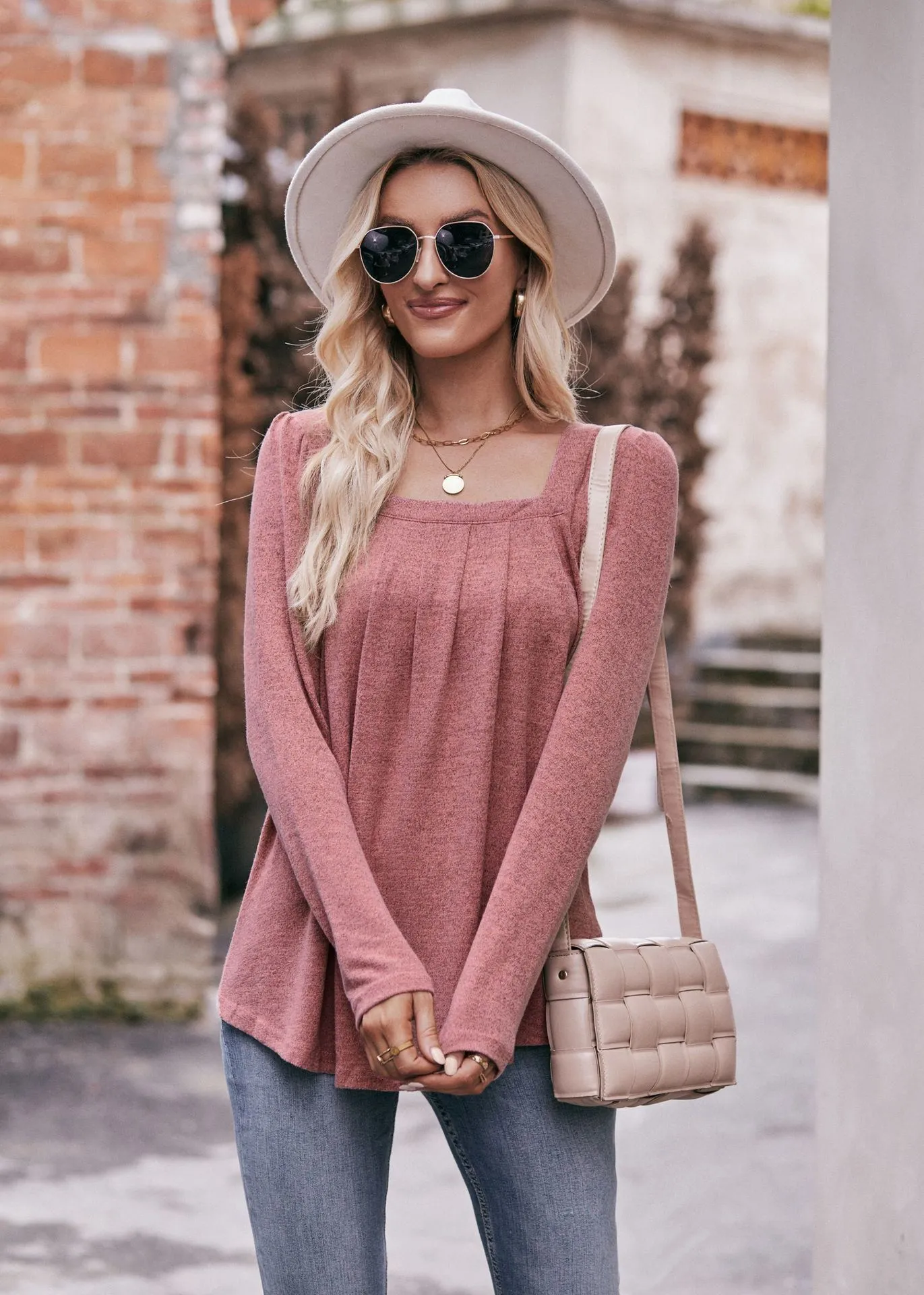 Women Long Sleeve Shirts Lightweight Crew Neck Casual Tunic Tops 8 Colors