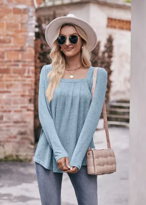 Women Long Sleeve Shirts Lightweight Crew Neck Casual Tunic Tops 8 Colors