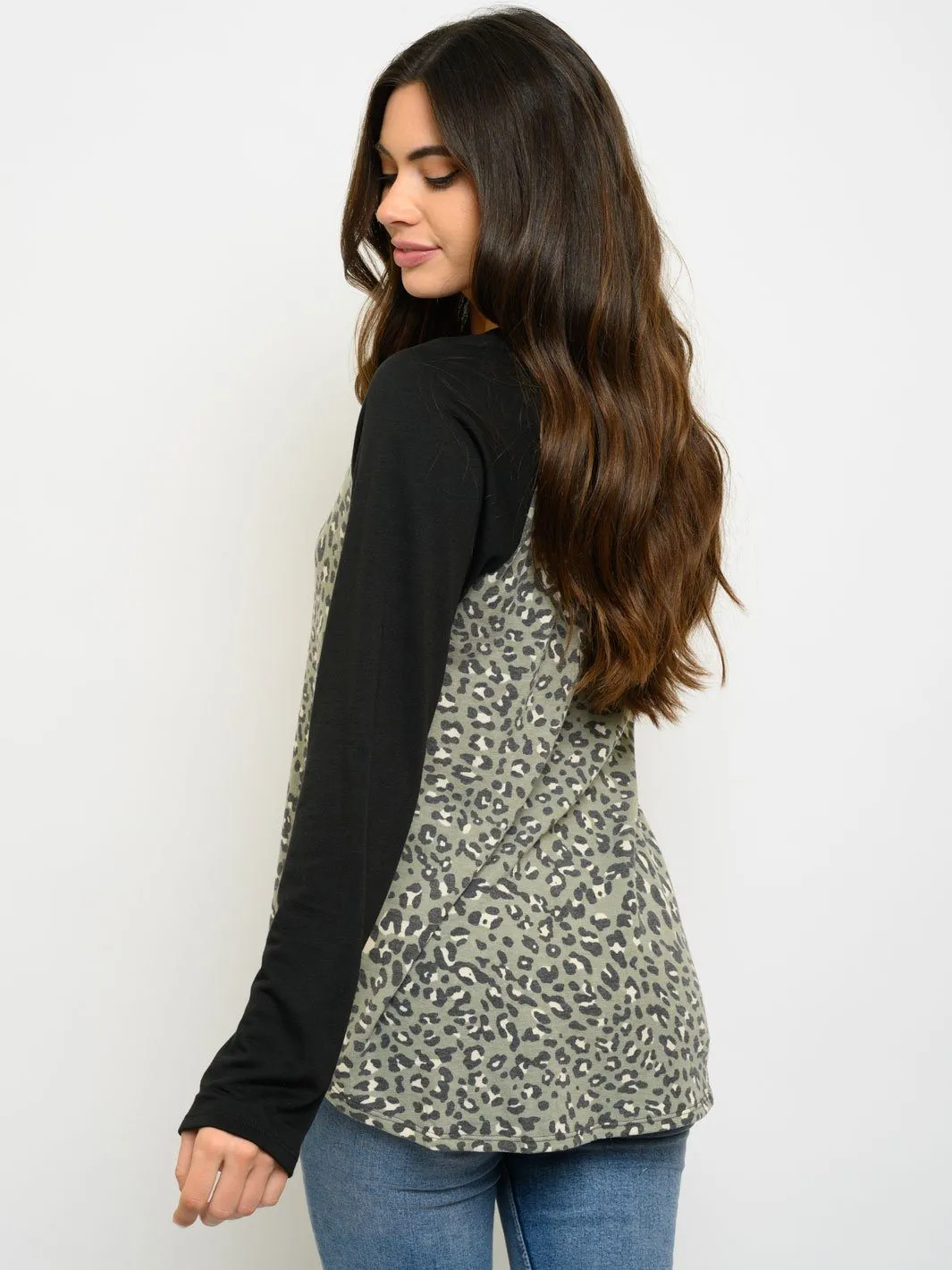 WOMEN'S ANIMAL PRINT TUNIC LONG SLEEVE TOP