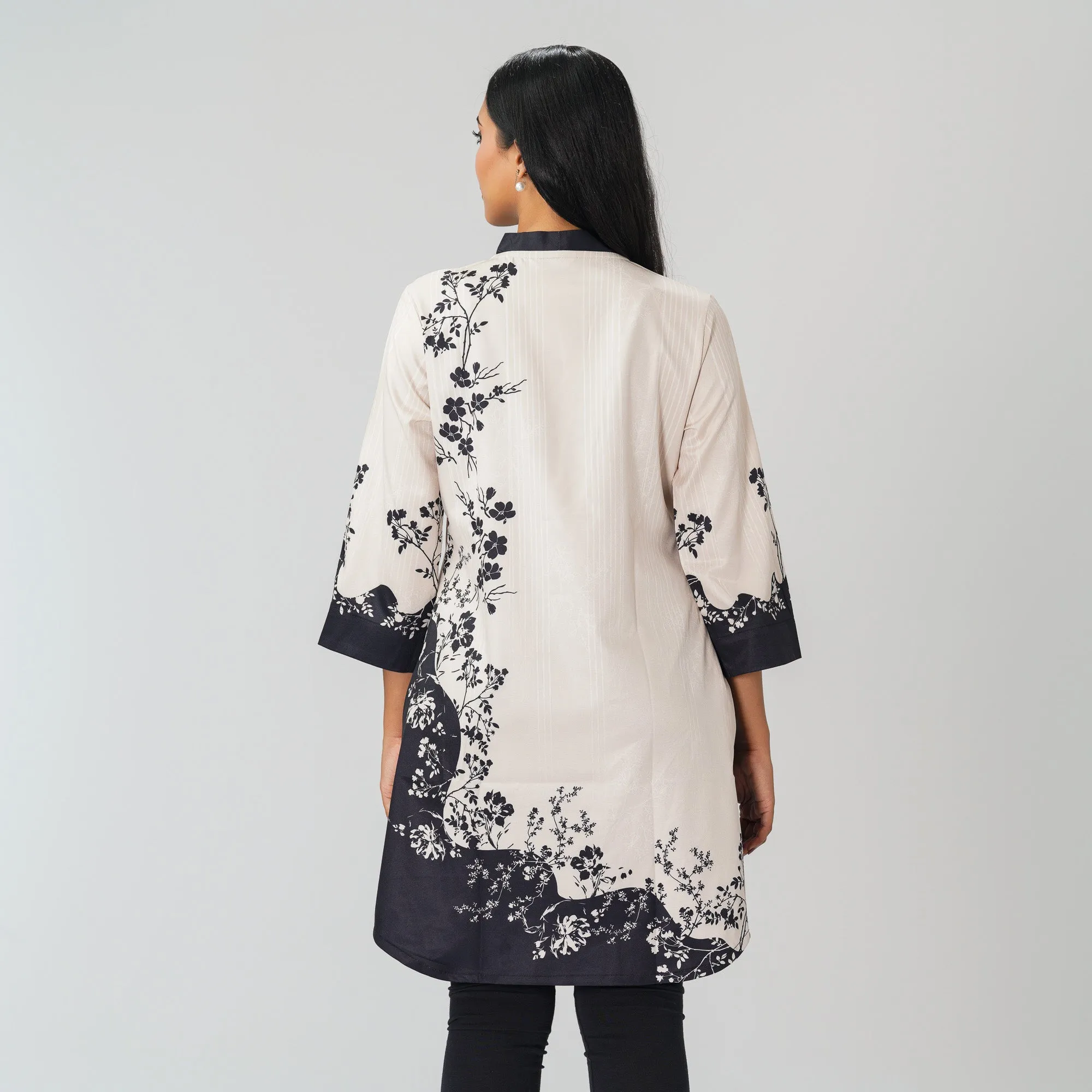Womens Black & White Printed Tunic