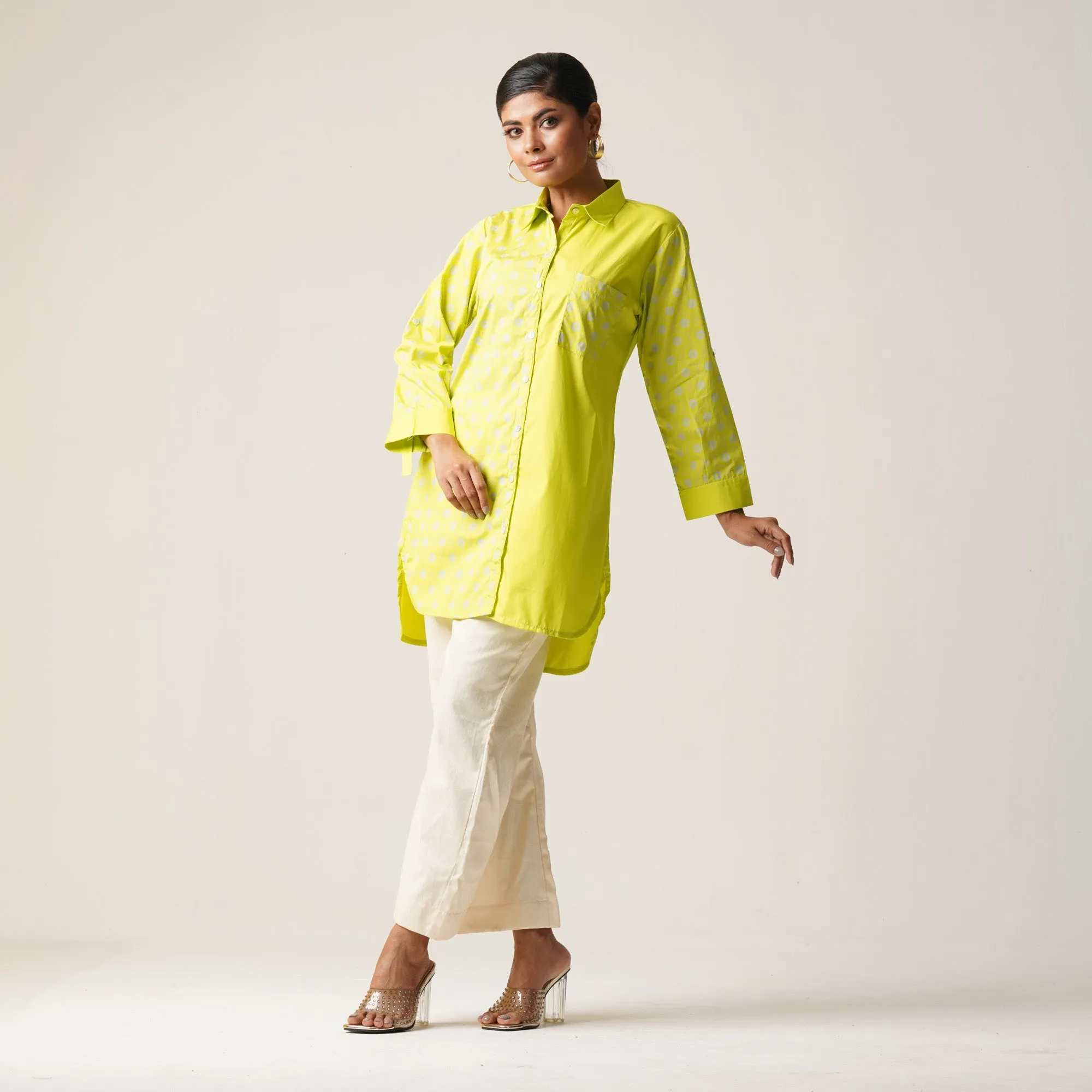 Womens Ethnic Tunic-Neon Green