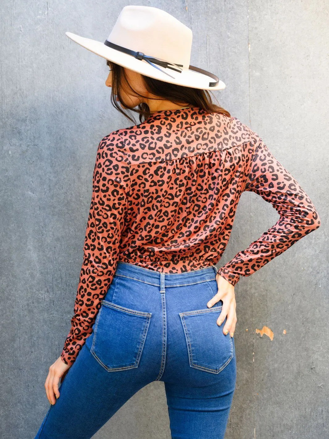 WOMEN'S LONG SLEEVE ANIMAL PRINT BODYSUIT