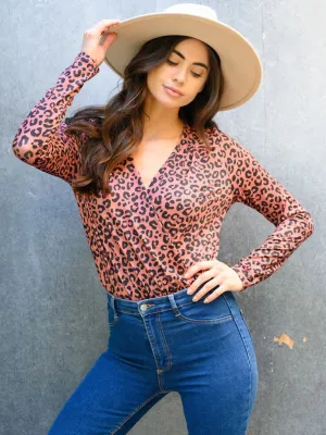 WOMEN'S LONG SLEEVE ANIMAL PRINT BODYSUIT