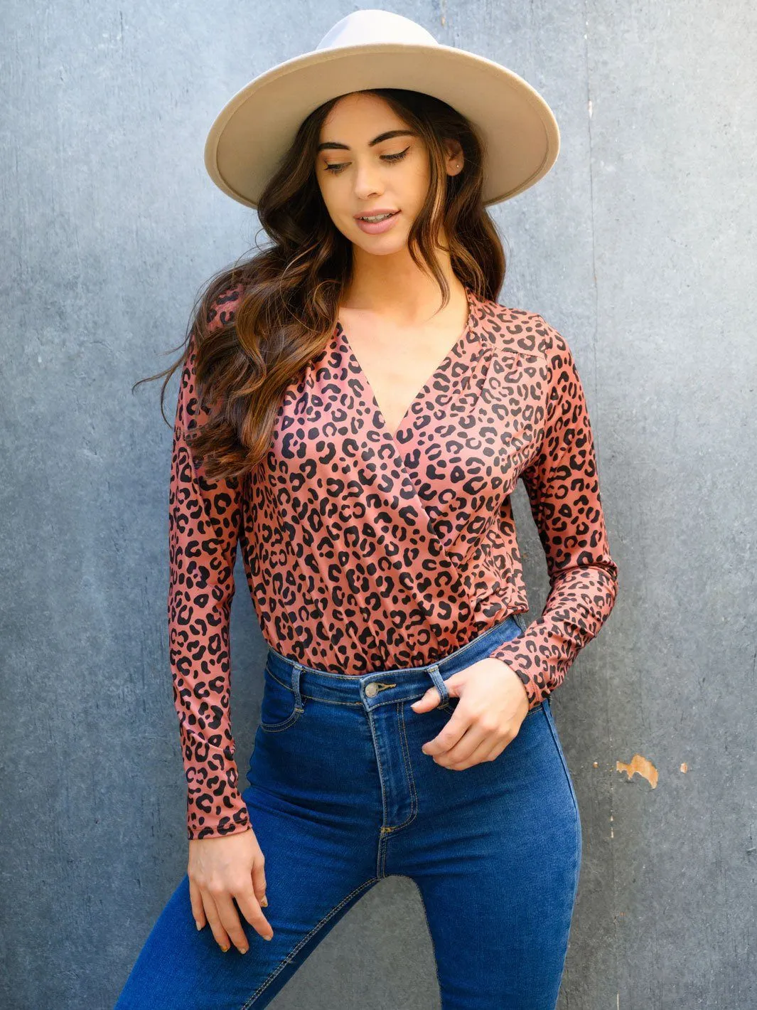 WOMEN'S LONG SLEEVE ANIMAL PRINT BODYSUIT