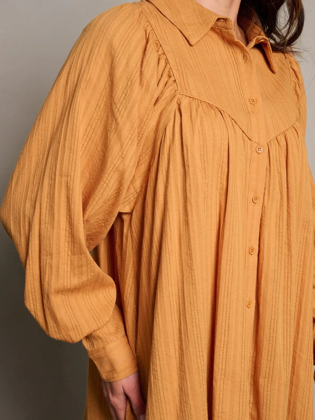 WOMEN'S LONG SLEEVE BUTTON UP TUNIC BLOUSE TOP