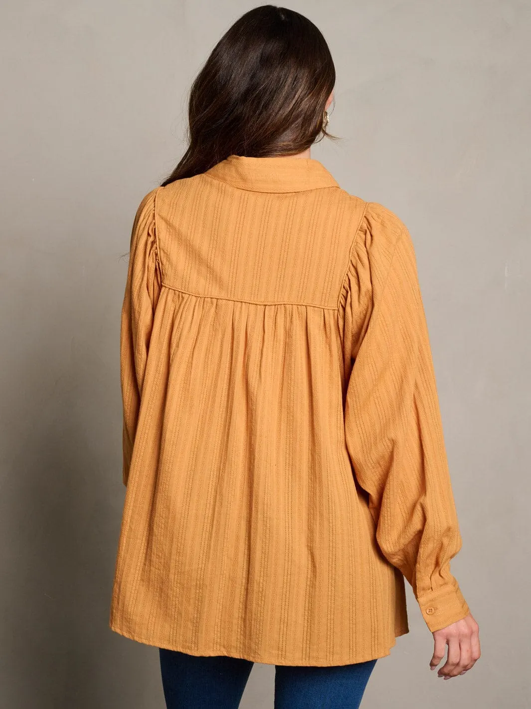 WOMEN'S LONG SLEEVE BUTTON UP TUNIC BLOUSE TOP