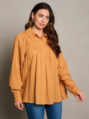 WOMEN'S LONG SLEEVE BUTTON UP TUNIC BLOUSE TOP