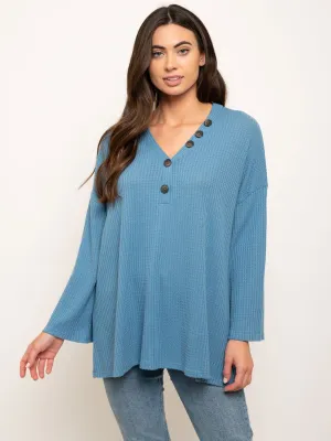 WOMEN'S LONG SLEEVE BUTTONS DETAIL TOP